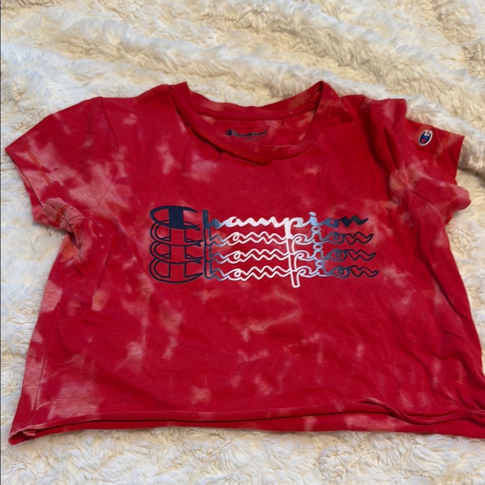 Champion Red and White Short Sleeve Tee